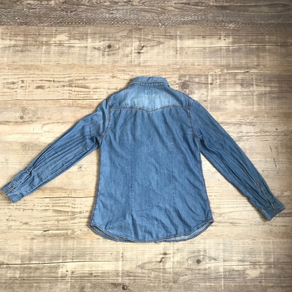 Denim Button Down Blouse - Picture 4 of 6